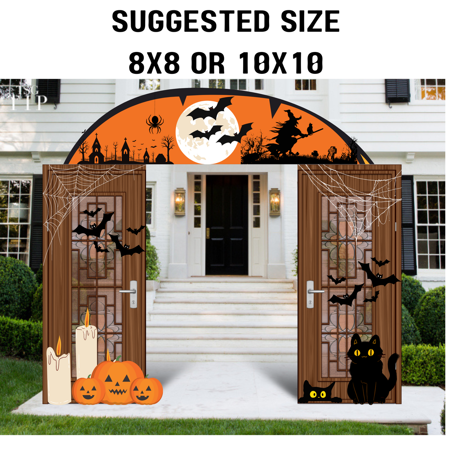 Happy Halloween Entrance Way Orange Editable Template