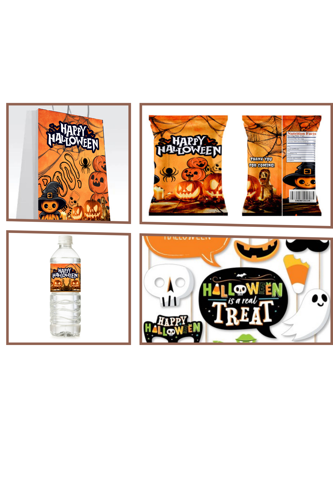 Happy Halloween Party Favor Orange Editable Template