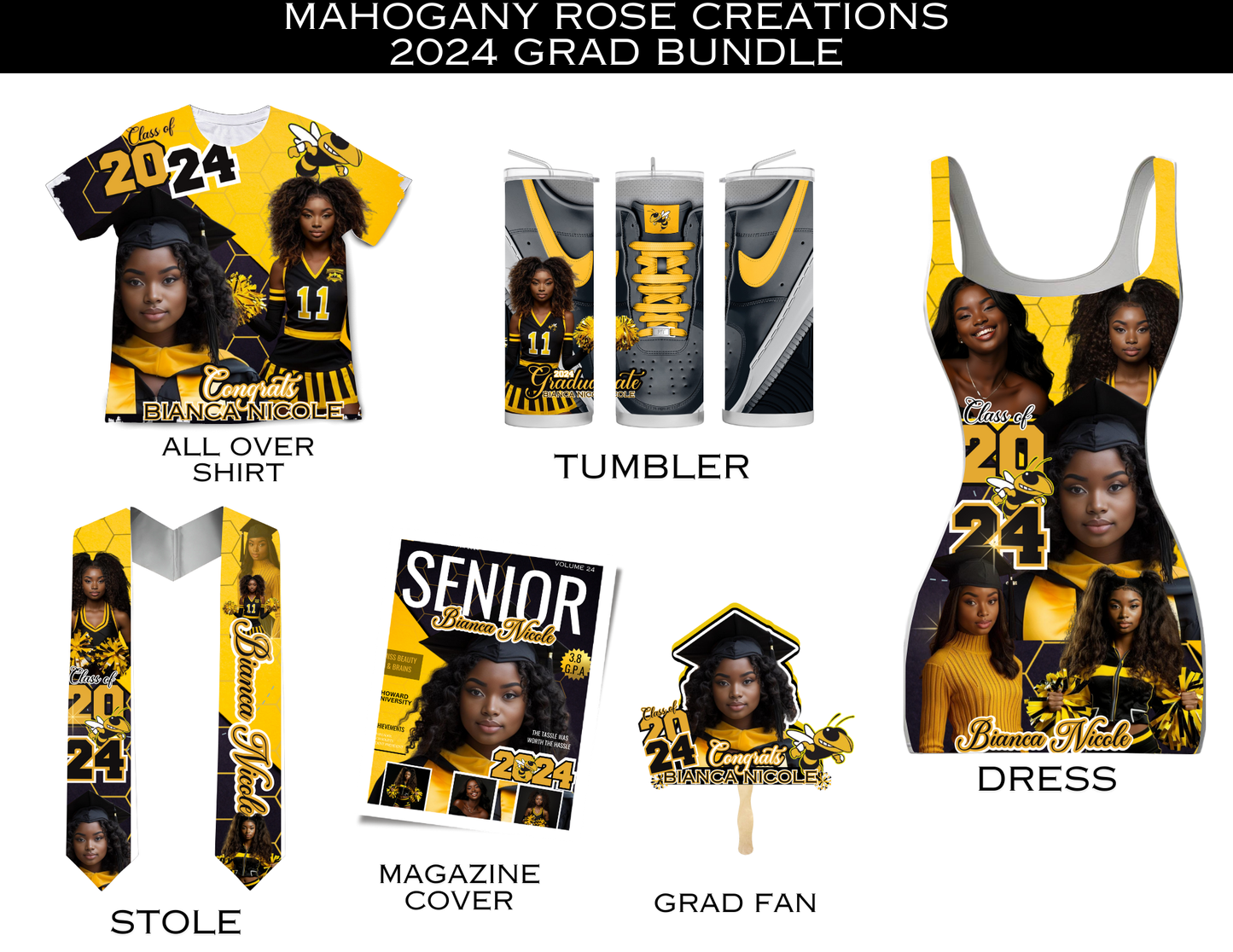 Yellow Grad Digital Collection (6pcs Canva editable design and template)